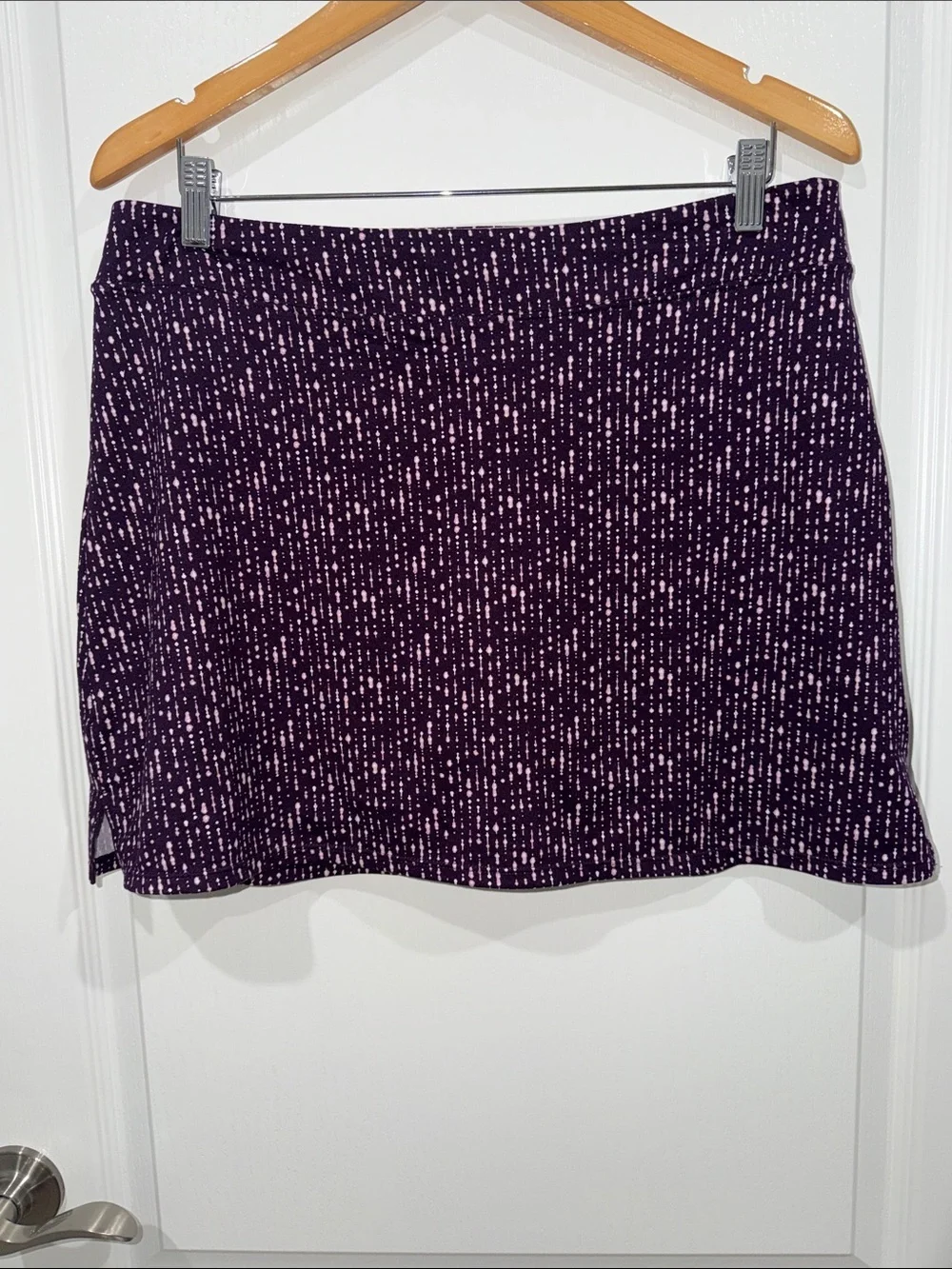 Tranquility Women's Purple Patterned A-Line Skirt w/ built in shorts size large